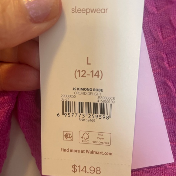 Joyspun NWT Vibrant Pink Wrap-Style Robe with Shawl Collar Large - Picture 4 of 4